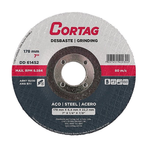 Disco Desbaste Cortag 178mm 7 x 1/4X7/8