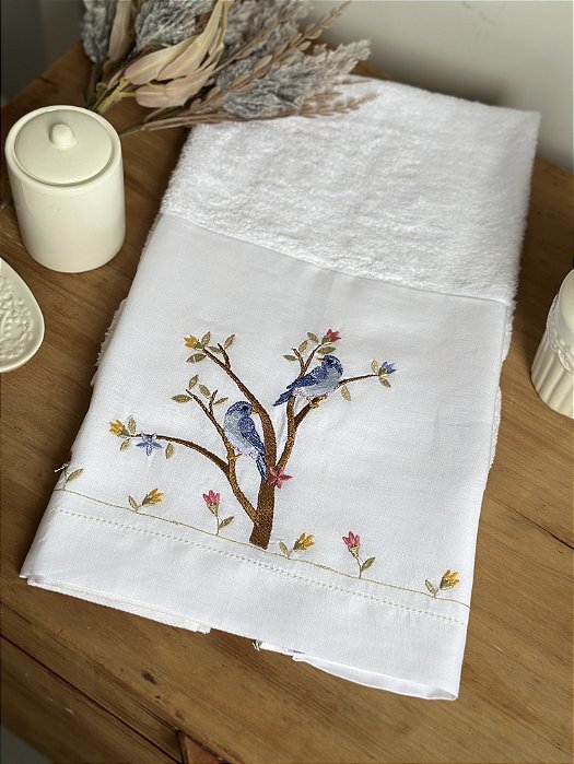 TOALHA DE ROSTO PASSAROS AZUIS