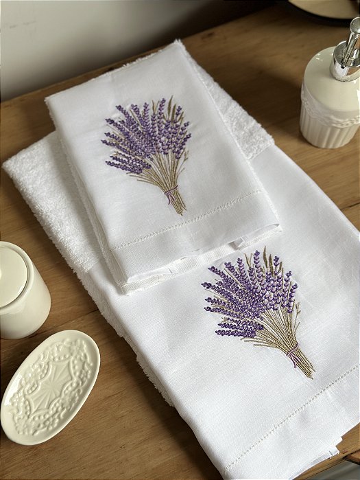 CONJUNTO TOALHA DE MÃO E ROSTO LAVANDA BUQUÊ