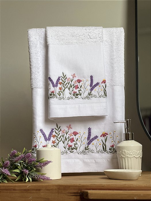 CONJUNTO TOALHA DE MÃO E ROSTO JARDIM