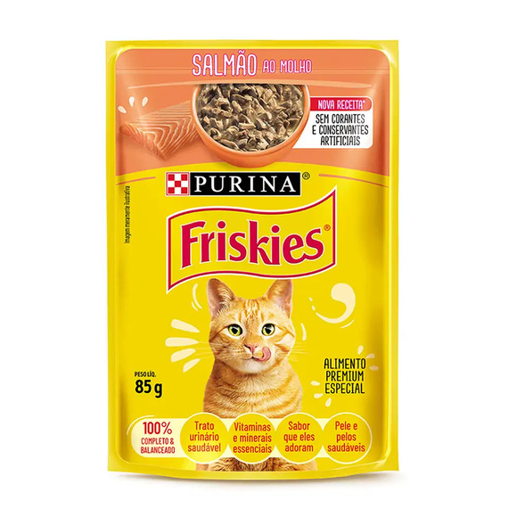 Ração Úmida Friskies Gatos Adultos Salmão ao Molho 85g