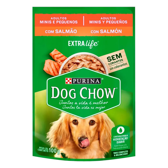 Ração Úmida Dog Chow Cães Adultos Mini e Pequenos Salmão 100 g