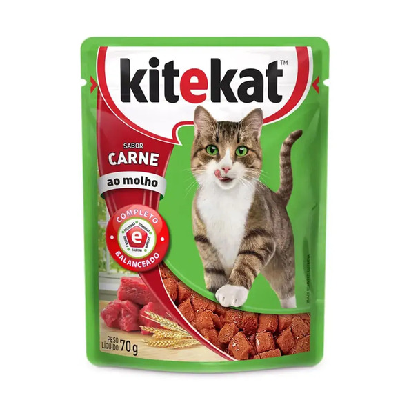 Ração Úmida KiteKat Carne ao Molho 70 g