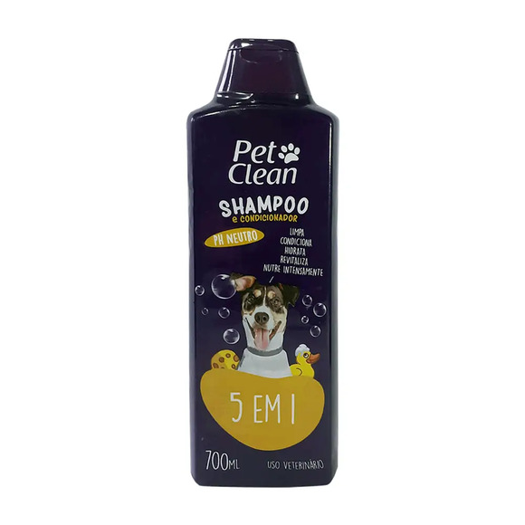 Shampoo 5 em 1 para Cães e Gatos  Pet Clean 700 ml