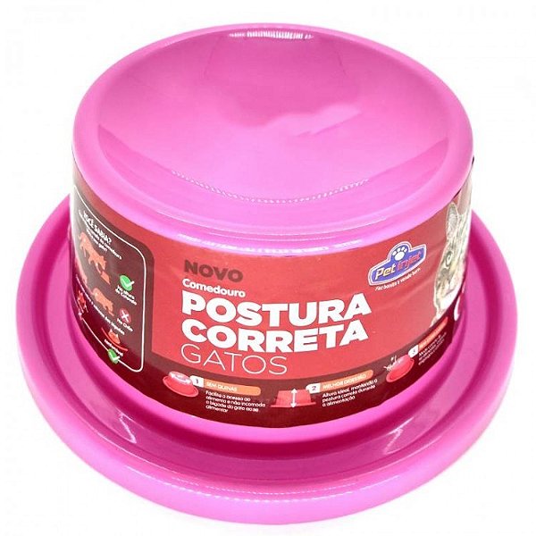 Comed Postura Correta Gato Rosa