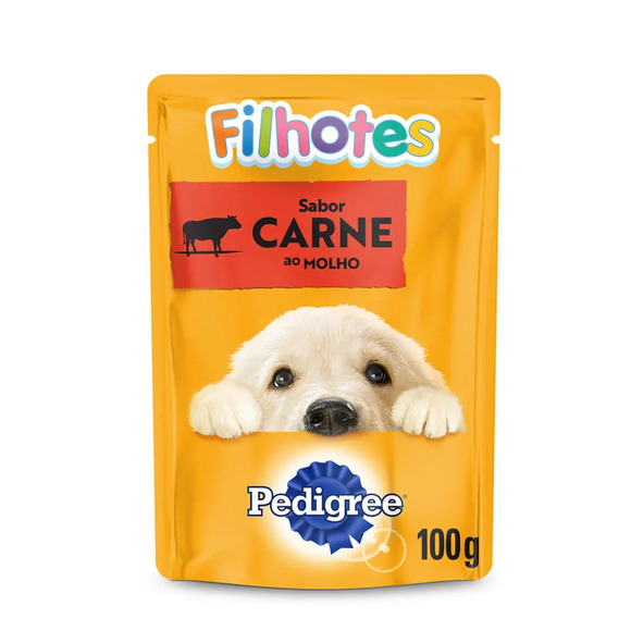 Ração Úmida Pedigree Sachê Cães Filhotes Carne ao Molho 100 g