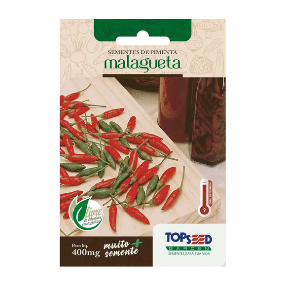 Sementes de Pimenta Malagueta Tradicional Topseed Garden Único