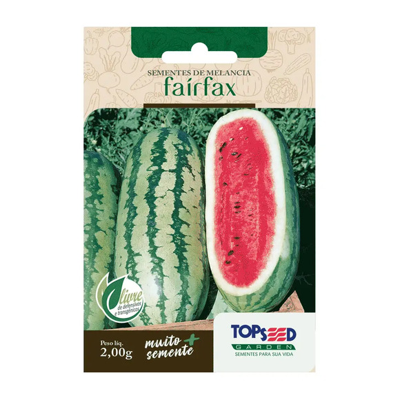 Sementes de Melancia Fairfax Tradicional Topseed Garden Único