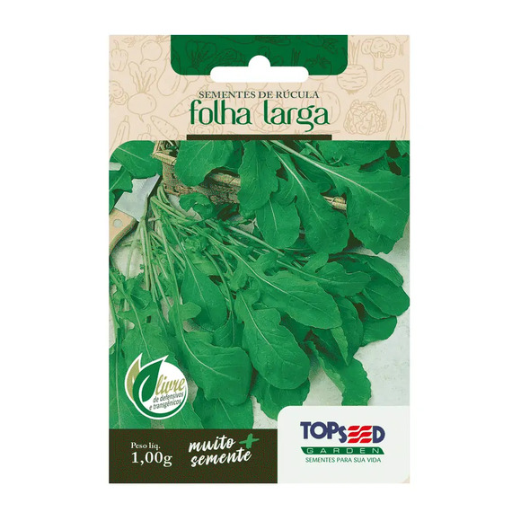 Sementes de Rúcula Folha Larga Tradicional Topseed Garden Único