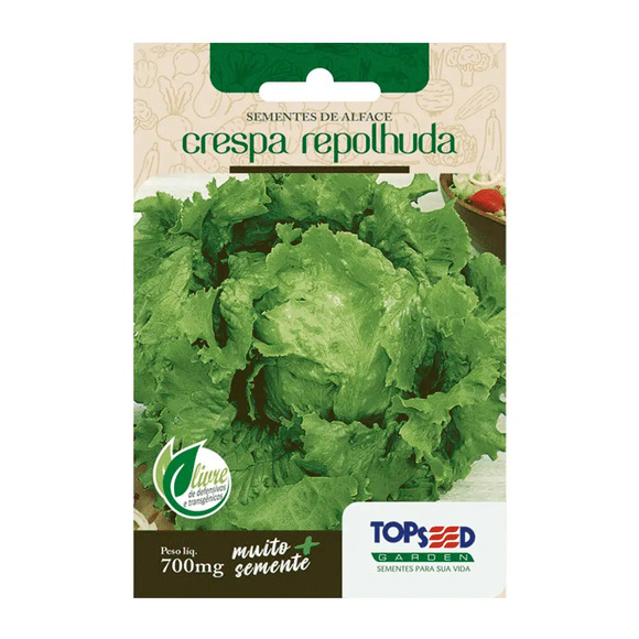 Sementes de Alface Crespa Repolhuda Tradicional Topseed Garden Único
