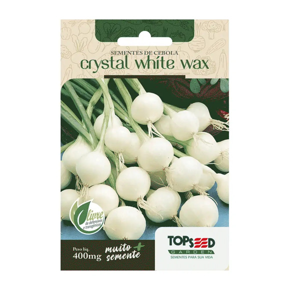 Sementes de Cebola Crystal White Wax Tradicional Topseed Garden Único