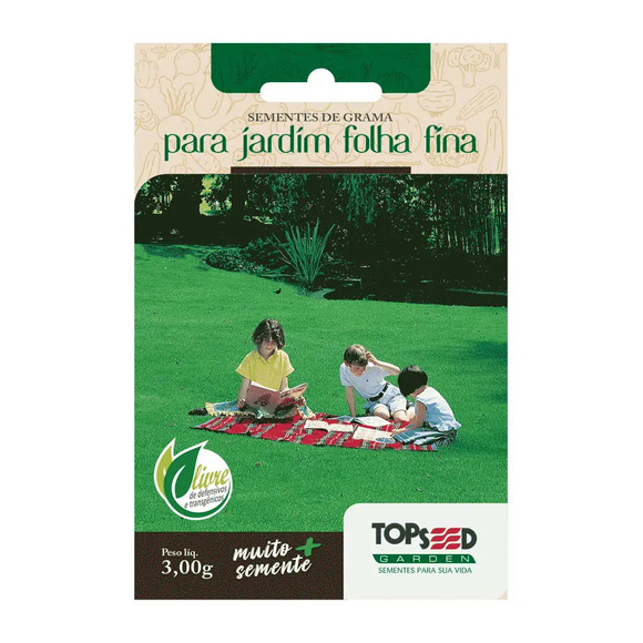 Sementes de Grama para Jardim Folha Fina Tradicional Topseed Garden Único