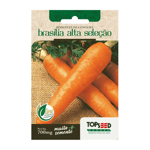 Sementes de Cenoura Brasília Alta Seleção Tradicional Topseed Garden Único