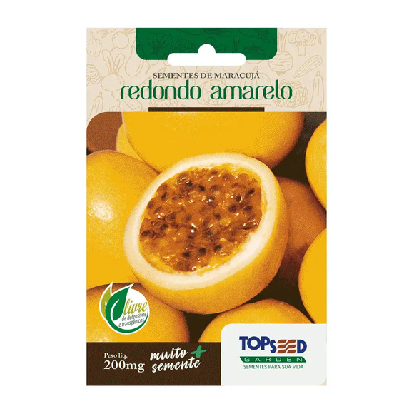 Sementes de Maracujá Redondo Amarelo Tradicional Topseed Garden Único