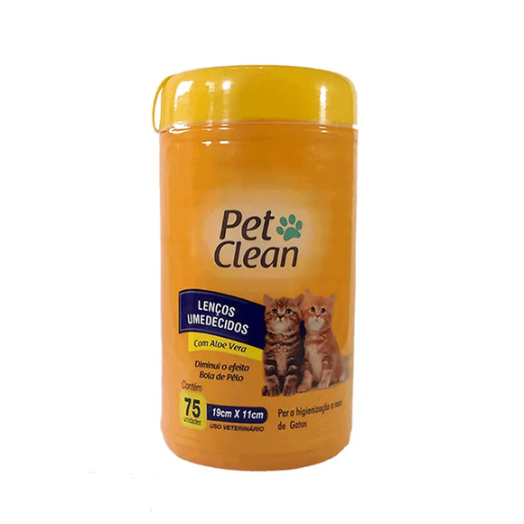 Lenço Umedecido para Gato Pet Clean 75 unidades