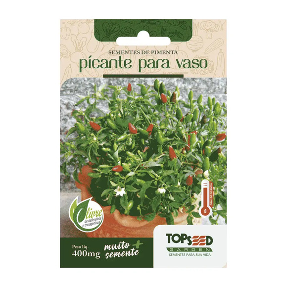 Sementes de Pimenta Picante para Vaso Tradicional Topseed Garden Único