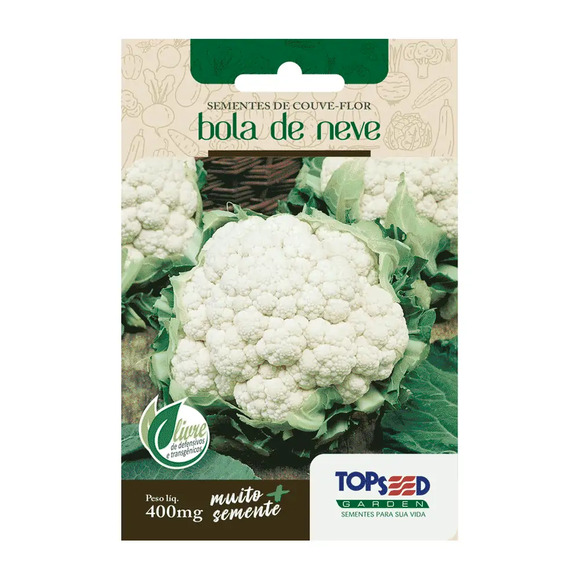 Sementes de Couve Flor Bola de Neve Tradicional Topseed Garden Único