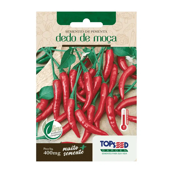 Sementes de Pimenta Dedo de Moça Tradicional Topseed Garden Único