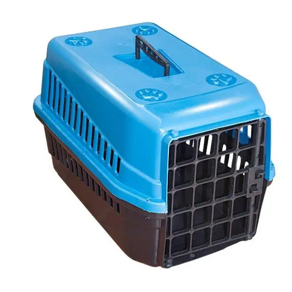 Caixa De Transporte Para Cães E Gatos Grande Azul N. 03