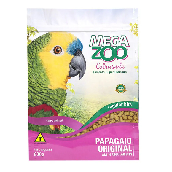 Ração Extrusada para Papagaio Regular Bits Megazoo 600 g