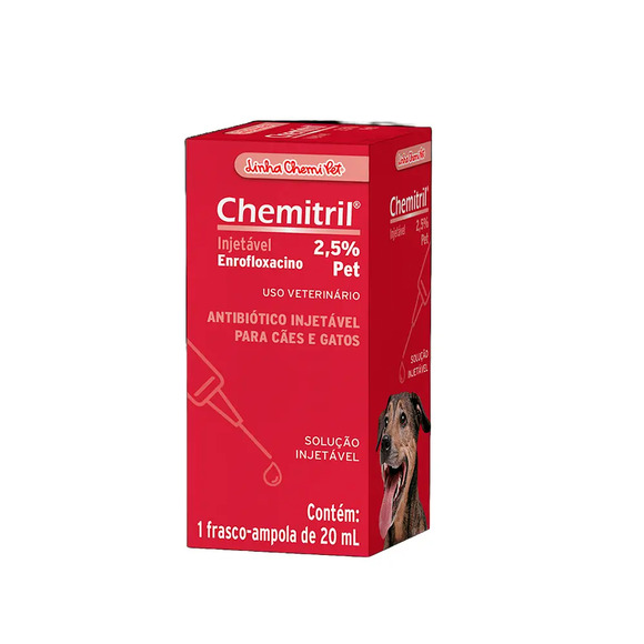 Antibiótico Chemitril Injetável 2,5% Chemitec 20 ml