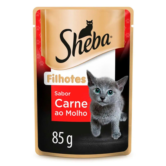 Ração Úmida Sheba Gatos Filhotes Sachê Carne ao Molho 85 g