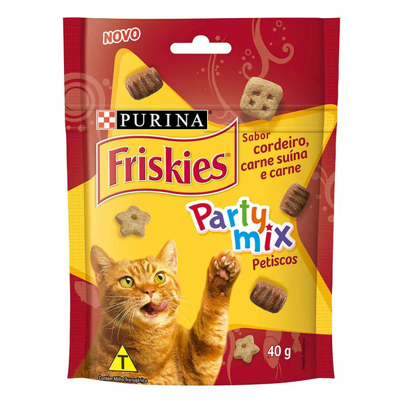 Petisco Friskies Party Mix Gatos Cordeiro, Carne Suína e Carne 40 g