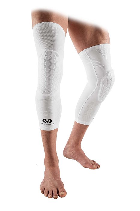 Joelheira McDavid Com Proteção No Joelho Elite Hex Branca - Por Unidade