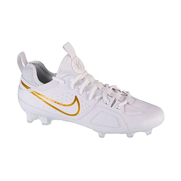 Chuteira de Futebol Americano Nike Huarache 9 Varsity Branca Com Logo Dourado