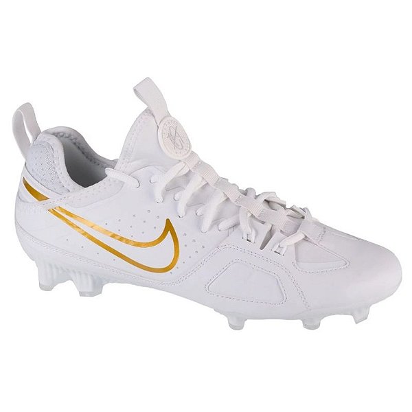 Chuteira de Futebol Americano Nike Huarache 9 Varsity Branca Com Logo Dourado