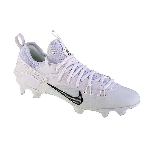 Chuteira de Futebol Americano Nike Huarache 9 Varsity Branca Com Logo Pontilhado