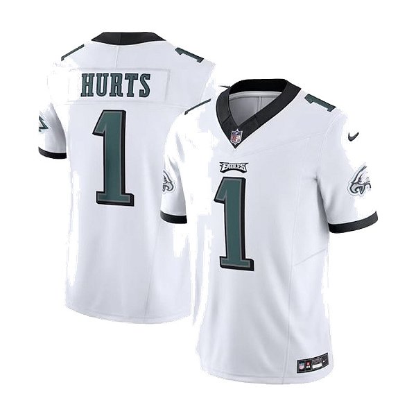 Jersey NFL Philadelphia Eagles Jalen Hurts 1 Nike Masculina Branca Adulto e Infantil Fuse