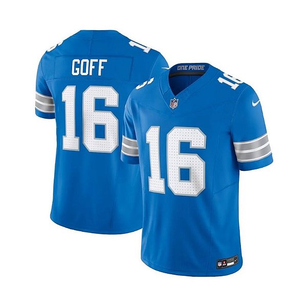 Jersey NFL Detroit Lions Jared Goff 16 Nike Masculina Azul Adulto e Infantil Fuse