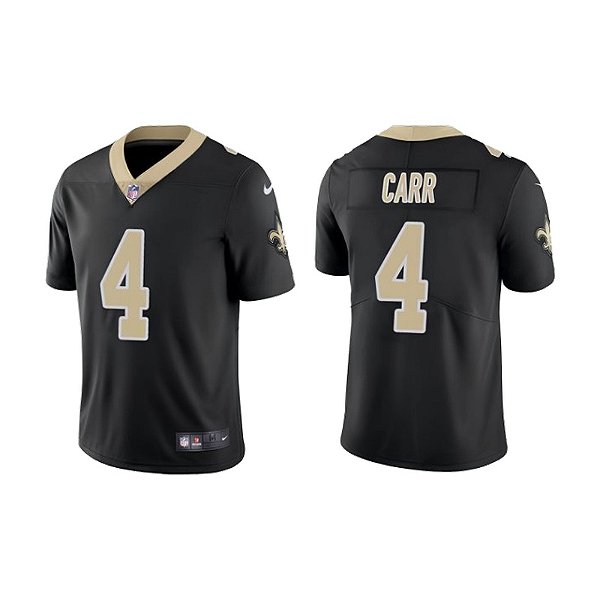 Jersey NFL New Orleans Saints Derek Carr 4 Nike Masculina Preta Adulto e Infantil Fuse