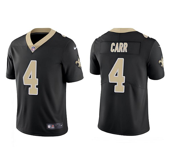 Camisa NFL New Orleans Saints - Carr - Preta - Vapor Limited - Masculina Adulto e Infantil