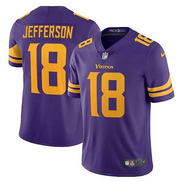 Camisa NFL Minnesota Vikings - Jefferson - Roxo e Dourado - Vapor F.U.S.E Limited - Masculina Adulto e Infantil
