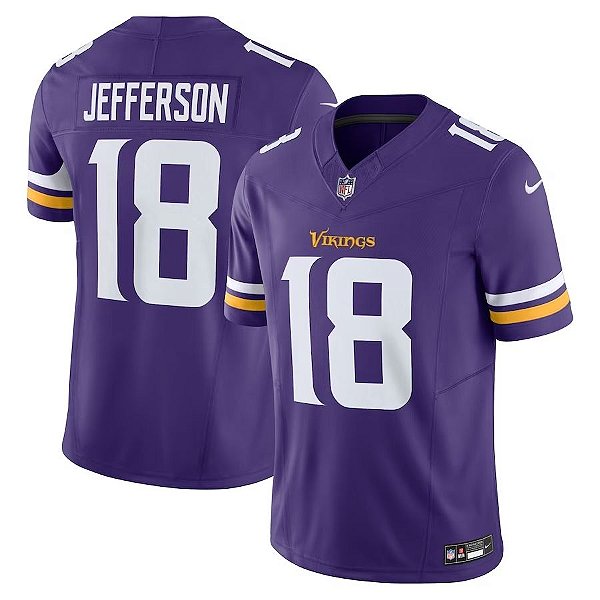 Camisa NFL Minnesota Vikings - Jefferson - Roxo e Branco - Vapor F.U.S.E Limited - Masculina Adulto e Infantil