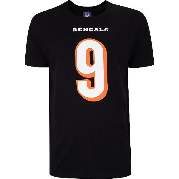 Camiseta NFL Cincinnati Bengals Joe Burrow 9 Masculina Preta NTK Big Number