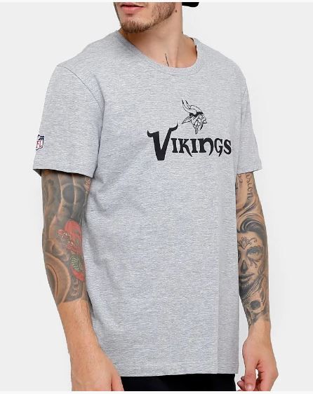 Camiseta NFL Minnesota Vikings Masculina Cinza New Era Brand