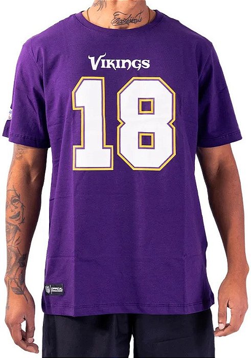 Camiseta NFL Minnesota Vikings Justin Jefferson 18 Masculina Roxa NTK Big Number