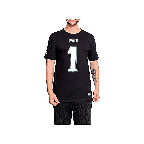 Camiseta NFL Philadelphia Eagles Jalen Hurts 1 Masculina Preta NTK Big Number