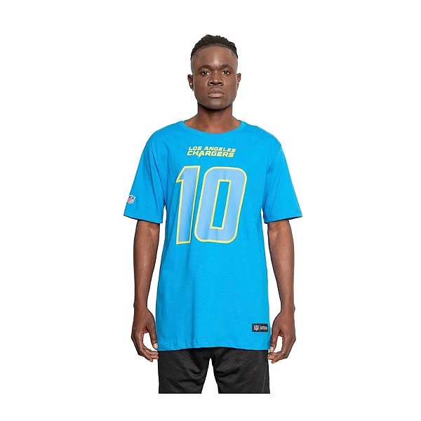 Camiseta NFL Los Angeles Chargers Justin Herbert 10 Masculina Azul NTK Big Number