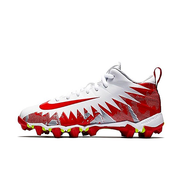 Chuteira De Futebol Americano Nike Alpha Menace Shark Branca e Vermelha