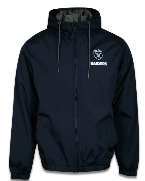 Jaqueta Corta Vento New Era NFL Las Vegas Raiders Unissex Preta