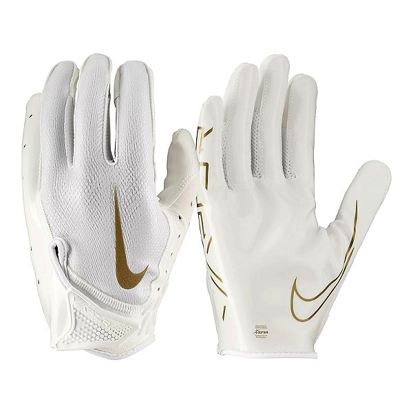 Luva de Futebol Americano para Recebedores Nike Vapor Jet 7.0 Branca e Dourada