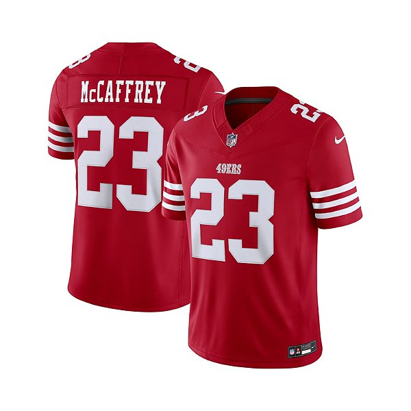Jersey NFL San Francisco 49ers Christian McCaffrey 23 Nike Masculina Vermelha Adulto e Infantil Fuse