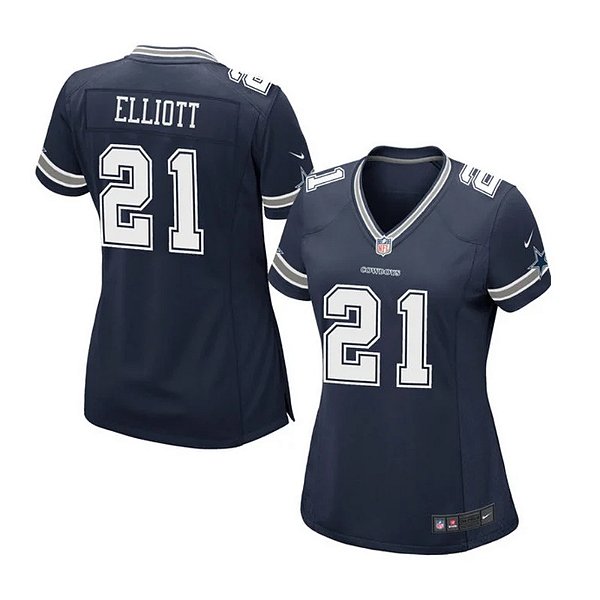Jersey NFL Dallas Cowboys Ezekiel Elliott 21 Nike Feminina Azul Fuse