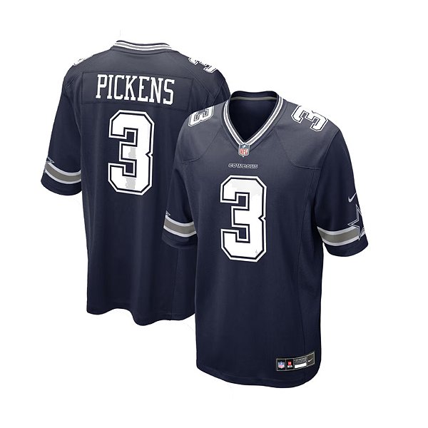 Jersey NFL Dallas Cowboys George Pickens 3 Nike Masculina Azul Adulto e Infantil Fuse