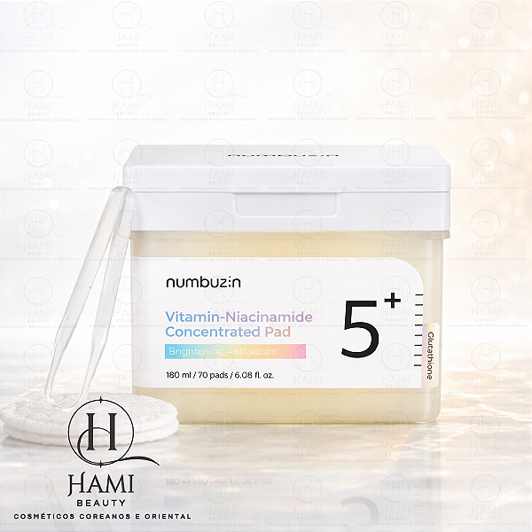 Numbuzin No.5+ Vitamin Glutathione Concentrated Toner Pads – Pads Clareadores e Iluminadores, Poros e Viço Coreano