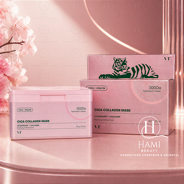VT Cica Collagen Mask 30 Sheets – Máscara Facial Coreana Firmadora com Colágeno e Cica